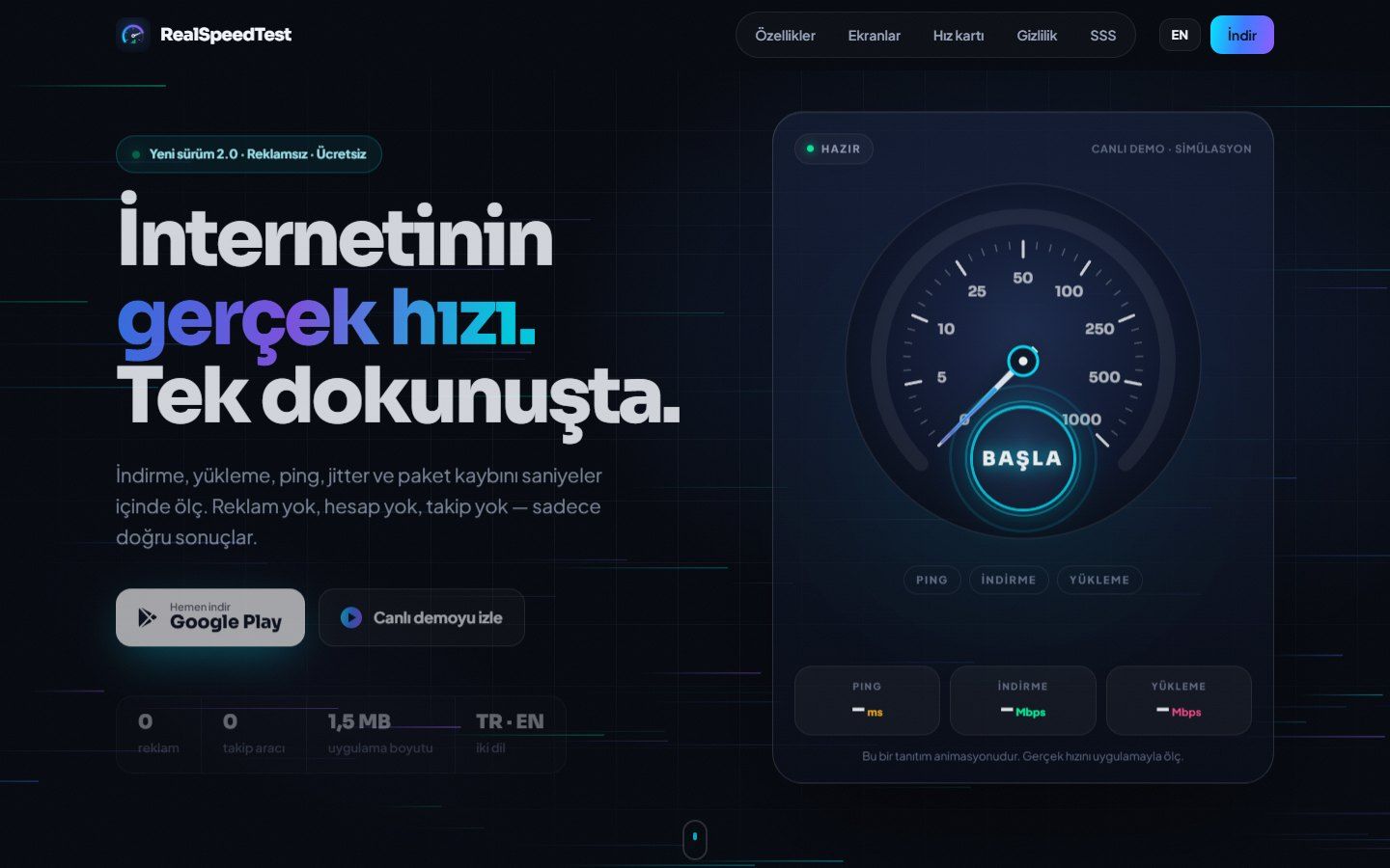 RealSpeedTest ekran görüntüsü